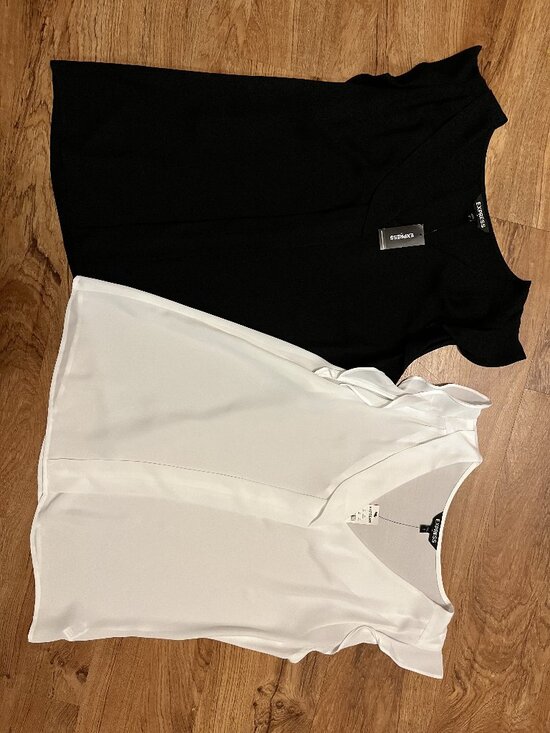 Express Tops - Set of 2 Women's Express Black White Sleeveless Tank Top Style Blouse Shirt Top